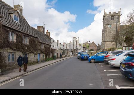 The village of Corfe Castle in Dorst, south England, UK Stock Photo