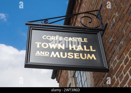 Corfe Castle Town Hall and Museum in the village of Corfe Castle in Dorst, south England, UK Stock Photo
