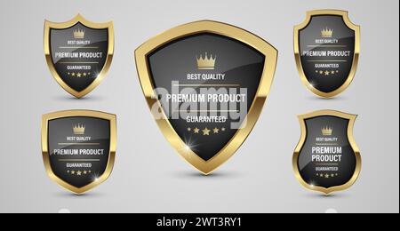Luxury gold badges and labels premium quality product. Perfect for any use Stock Vector