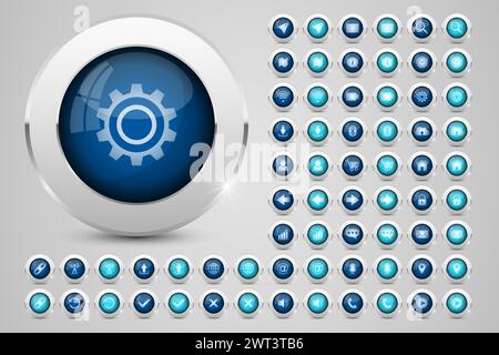 Realistic on off buttons set for web, app and others. Perfect for any use. Stock Vector