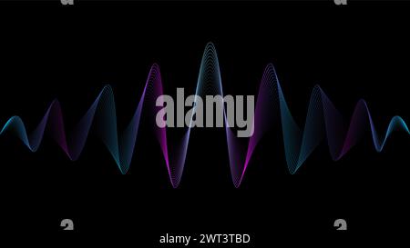 Modern sound wave equalizer on dark background. Perfect for any use. Stock Vector