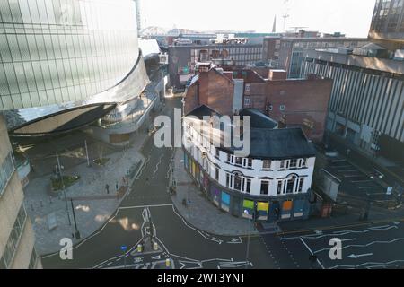 Station Street, Birmingham, March 4th 2024 - The Crown pub, opposite New Street station in Birmingham, England which is described as ‘The birthplace of Metal' where Black Sabbath played their first gig has been given Grade II listed status. Station Street where the pub is located was under threat being redeveloped and bulldozed as another property on the street, Britain's oldest cinema, The Electric also closed down Credit: Stop Press Media/Alamy Live News Stock Photo