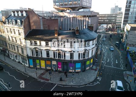Station Street, Birmingham, March 4th 2024 - The Crown pub, opposite New Street station in Birmingham, England which is described as ‘The birthplace of Metal' where Black Sabbath played their first gig has been given Grade II listed status. Station Street where the pub is located was under threat being redeveloped and bulldozed as another property on the street, Britain's oldest cinema, The Electric also closed down Credit: Stop Press Media/Alamy Live News Stock Photo