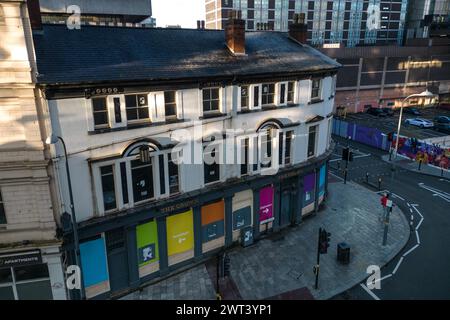 Station Street, Birmingham, March 4th 2024 - The Crown pub, opposite New Street station in Birmingham, England which is described as ‘The birthplace of Metal' where Black Sabbath played their first gig has been given Grade II listed status. Station Street where the pub is located was under threat being redeveloped and bulldozed as another property on the street, Britain's oldest cinema, The Electric also closed down Credit: Stop Press Media/Alamy Live News Stock Photo