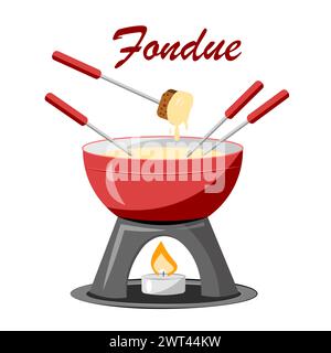 Cheese fondue on a white background Stock Vector