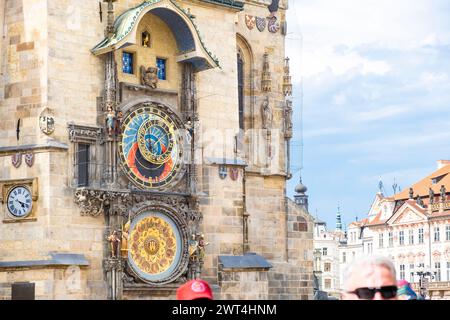 Old town square with the astronomical clock and tyn church. Prague, Czech Republic Stock Photo