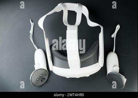 Vr headset with controllers above top view isolated on studio background Stock Photo
