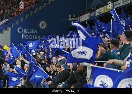 London, UK. 15th Mar, 2024. London, March 15th 2024: Chelsea fans during the Barclays FA Womens Super League game between Chelsea and Arsenal at Stanford Bridge, London, England. (Pedro Soares/SPP) Credit: SPP Sport Press Photo. /Alamy Live News Stock Photo
