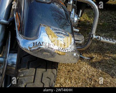 detail of the fender of a Harley Davidson motorcycle Stock Photo