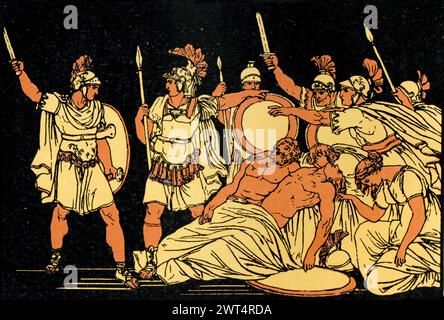 Vintage illustration Roman Mythology, Aeneas and Tiber, Aeneid a Latin ...