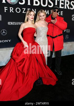 Mckenna Grace, Emily Alyn Lind and Dan Aykroyd   attending the 'Ghostbusters: Frozen Empire' New York Premiere held at AMC Lincoln Square on March 14, 2024 in New York City, NY ©Steven Bergman/AFF-USA.COM Stock Photo