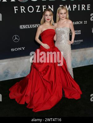 New York City, USA. 14th Mar, 2024. Mckenna Grace and Emily Alyn Lind attending the 'Ghostbusters: Frozen Empire' New York Premiere held at AMC Lincoln Square on March 14, 2024 in New York City, NY © Steven Bergman/AFF-USA.COM Credit: AFF/Alamy Live News Stock Photo