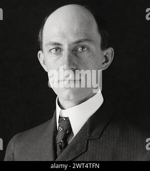 WILBUR WRIGHT (1867-1912) American aviation pioneer with his brother Orville. Photo 1905 Stock Photo