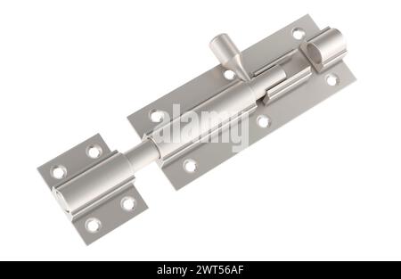 Hasp door latch with padlock hole. Door Barrel Bolt. 3D rendering isolated on white background Stock Photo