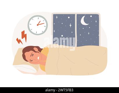 Vector Rem Rangan REM or rapid eye movement sleep cycle or stage. Serene calm woman in ...