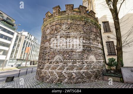 the almost 2000 year old roemer tower in the old town of cologne, decorated with mosaics Stock Photo