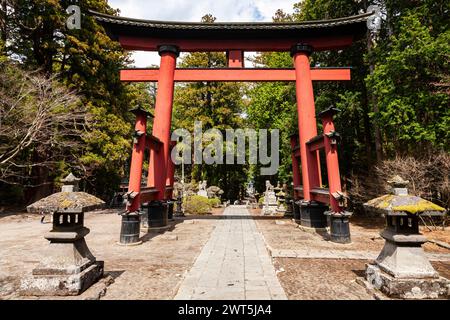 Kitaguchi Hongu Fuji Sengen Shrine, Mt. Fuji, Torii at approach, sacred gate of shrine, Fujiyoshida city, Yamanashi, Japan, East Asia, Asia Stock Photo