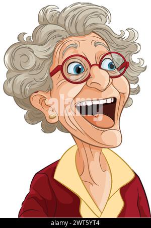 Cheerful senior woman smiling in a vector illustration Stock Vector