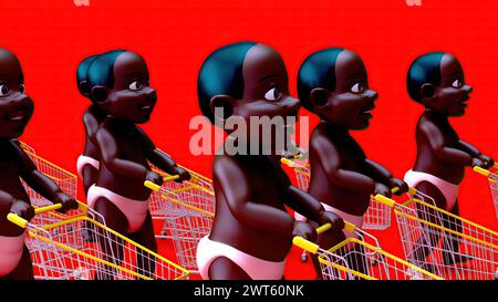 Babies shopping, illustration Stock Photo - Alamy