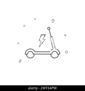 Electric scooter simple vector line icon. Symbol, pictogram, sign isolated on white background. Editable stroke. Adjust line weight. Stock Vector