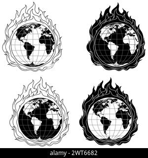 Vector design of the world under the effects of global warming Stock Vector