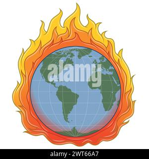 Vector design of the world under the effects of global warming Stock Vector