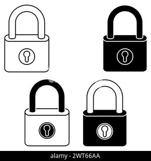 Vector design of metal padlock for personal security, padlock for locksmith Stock Vector