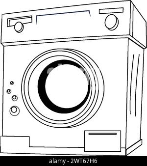 Black and white vector of a washing machine Stock Vector