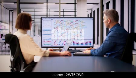 Data Analyst Using Data Analytics KPI Dashboard Stock Photo