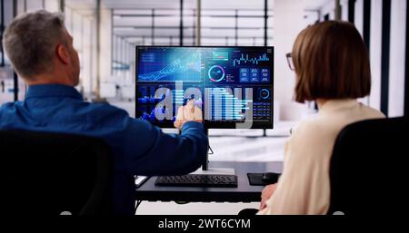 Data Analyst Using Data Analytics KPI Dashboard Stock Photo