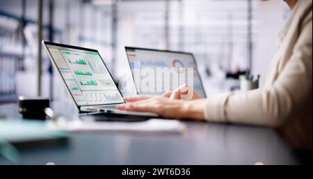Data Analyst Using Data Analytics KPI Dashboard Stock Photo