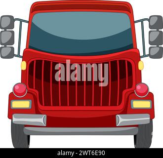 Front view of a red cartoon-style truck Stock Vector