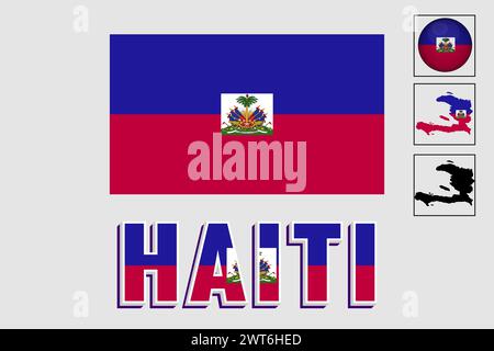 Haiti map and flag in vector illustration Stock Vector