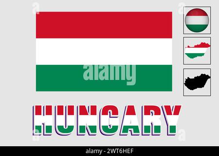 Hungary flag and map in a vector graphic Stock Vector