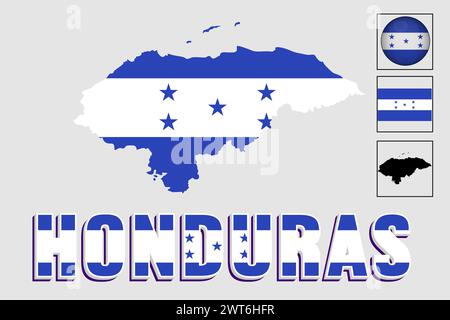 Honduras map and flag in vector illustration Stock Vector