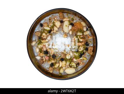 Traditional Turkish Dessert is Asure 'Noah's Pudding' on white background Stock Photo