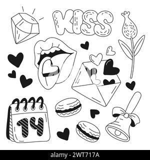 Hand drawn items for Valentine's Day Illustration and Vector Stock Vector