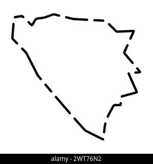 Bosnia and Herzegovina country simplified map. Black broken outline contour on white background. Simple vector icon Stock Vector