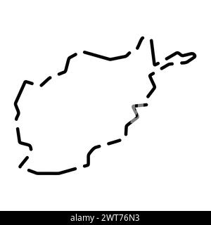 Afghanistan country simplified map. Black broken outline contour on white background. Simple vector icon Stock Vector
