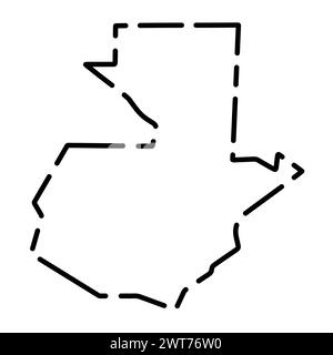 Guatemala country simplified map. Black broken outline contour on white background. Simple vector icon Stock Vector