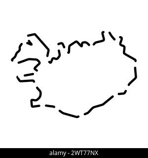 Iceland country simplified map. Black broken outline contour on white background. Simple vector icon Stock Vector