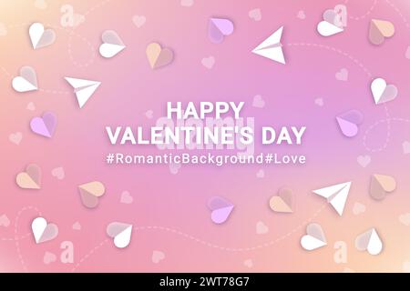pink cute gradient background with hearts in corners valentines day ...