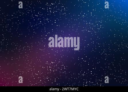 Outer space, starry night sky with glow, nebula, cosmos and galaxy, vector Stock Vector