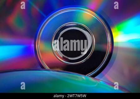 Light and colors reflected on a compact disc Stock Photo
