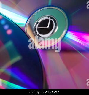 Light and colors reflected on a compact disc Stock Photo