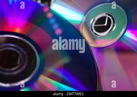 Light and colors reflected on a compact disc Stock Photo