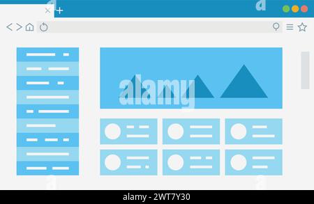 Interface wireframe. Website in browser. Webpage frame Stock Vector