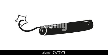 Bomb doodle vector with fire. Comic dynamite explodes in sketch style. Bombs explosion icon Stock Vector