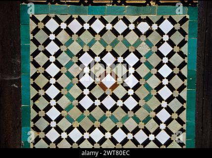 Tiles in Bou Inania Medersa, Meknes, Morocco.  14th. century. Stock Photo