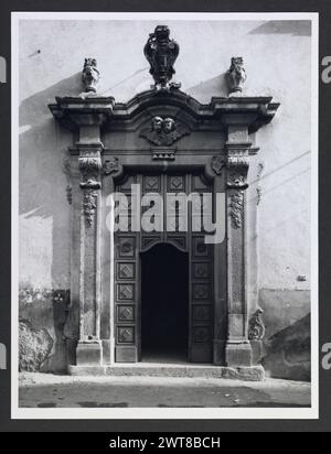 Abruzzo Pescara Torre de' Passeri Cathedral. Hutzel, Max 1960-1990 Views of the baroque facade and portal and one interior view. German-born photographer and scholar Max Hutzel (1911-1988) photographed in Italy from the early 1960s until his death. The result of this project, referred to by Hutzel as Foto Arte Minore, is thorough documentation of art historical development in Italy up to the 18th century, including objects of the Etruscans and the Romans, as well as early Medieval, Romanesque, Gothic, Renaissance and Baroque monuments. Images are organized by geographic region in Italy, then b Stock Photo